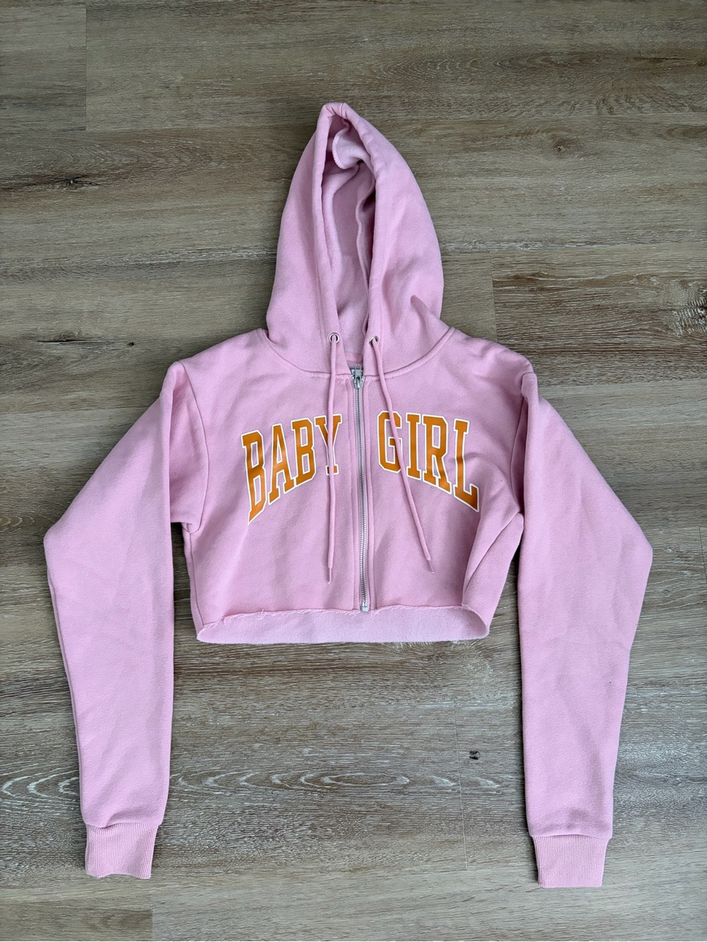 Fashion Nova Pink Cropped Zip-Up Hoodie